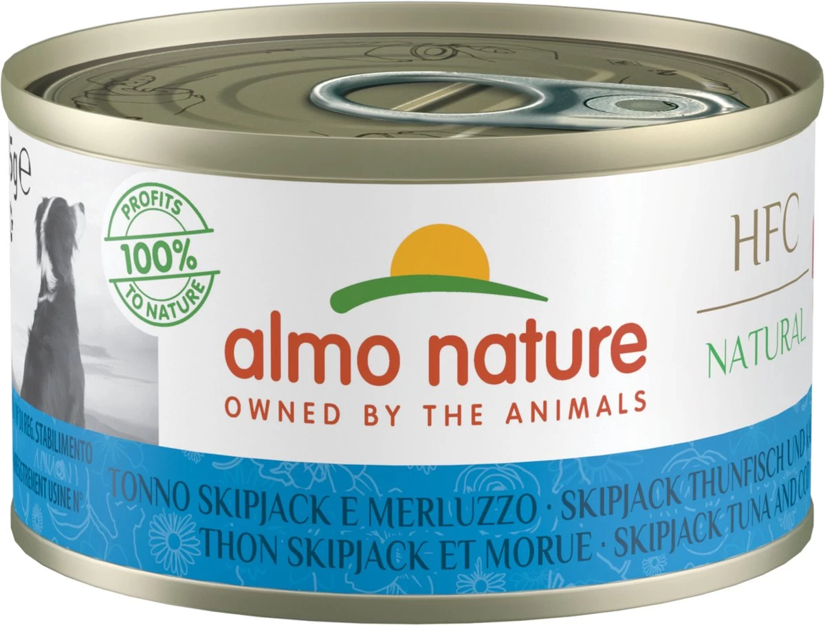 Almo Nature HFC Natural Natvoer Voor Honden – 24 X 95 Gram – Skipjack Tonijn & Kabeljauw – 24 X 95 Gram 3 Almo Nature HFC Natural Natvoer Voor Honden – 24 X 95 Gram – Skipjack Tonijn & Kabeljauw – 24 X 95 Gram