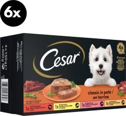 Cesar Classic Honden Natvoer Mix Multipack (6 Stuks X 4 Potjes X 150g) – 3600 Gram