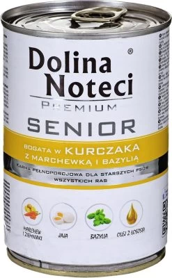 Dolina Noteci Premium Senior Kip Met Wortelen En Basilicum – Natvoer Voor Senior Honden – 400G