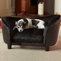 ENCHANTED PET | Enchanted Hondenmand Sofa Ultra Pluche Snuggle Wicker Zwart