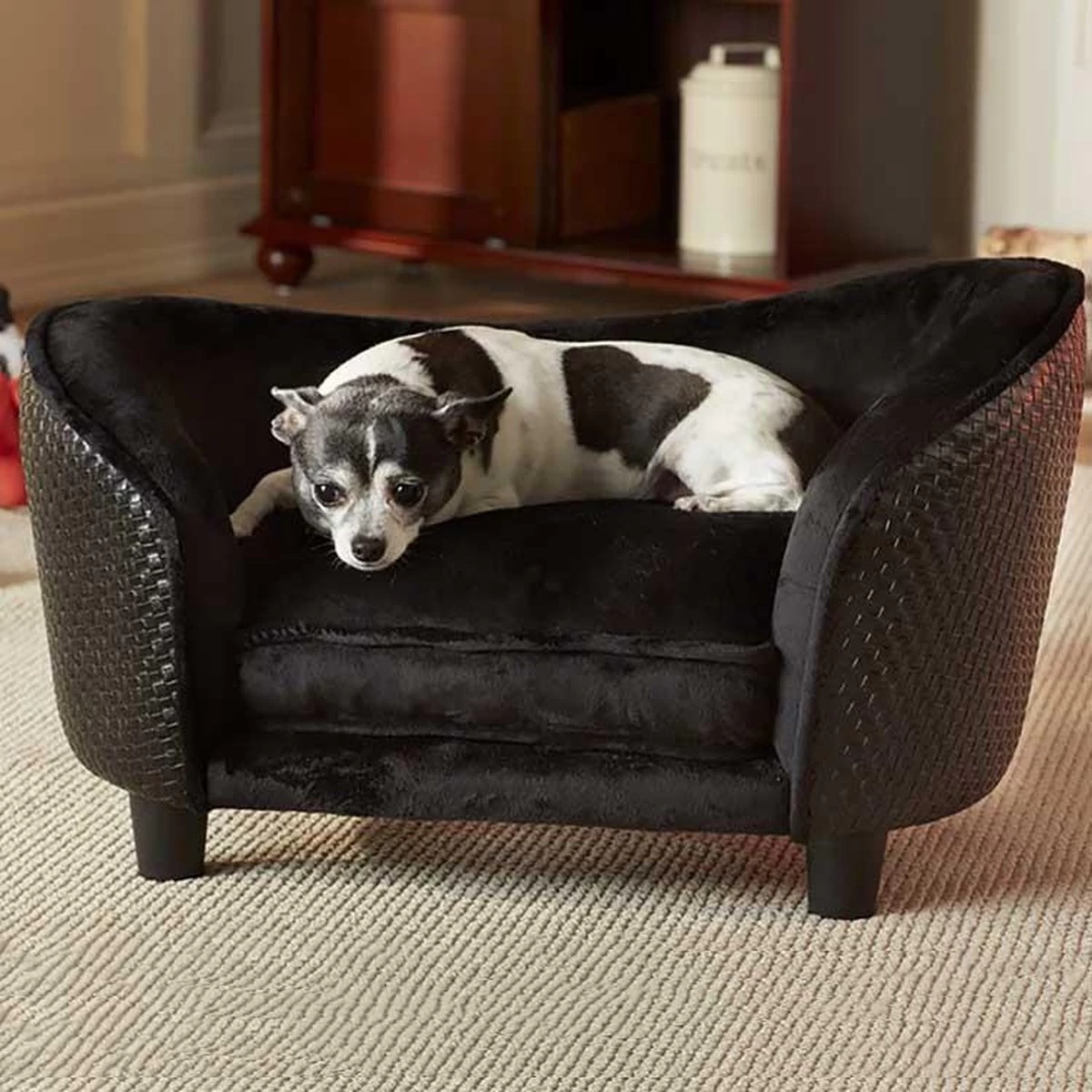 ENCHANTED PET | Enchanted Hondenmand Sofa Ultra Pluche Snuggle Wicker Zwart 3 ENCHANTED PET | Enchanted Hondenmand Sofa Ultra Pluche Snuggle Wicker Zwart