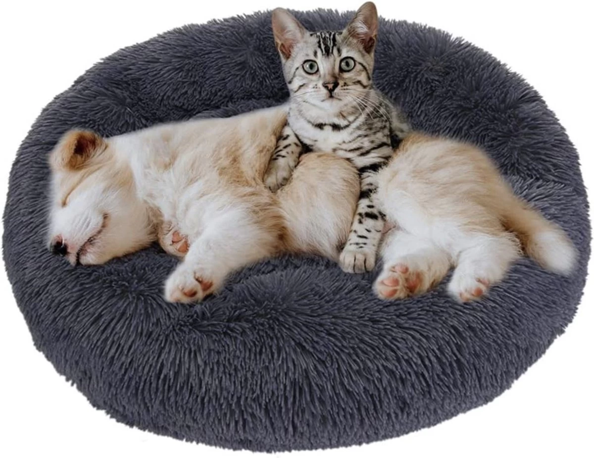 Eastlion Hondenmand Fluffy Pluche Donut,Rond Warm Huisdier Hond Bed Comfortabel Slaapzak Puppy Kattenmand Kussen Nest Knuffelbed Hondensofa Wasbaar,Donker Grijs (XL:80cm) 3 Eastlion Hondenmand Fluffy Pluche Donut,Rond Warm Huisdier Hond Bed Comfortabel Slaapzak Puppy Kattenmand Kussen Nest Knuffelbed Hondensofa Wasbaar,Donker Grijs (XL:80cm)
