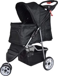 Hondenbuggy Zwart 3-wieler – Huisdieren Wandelwagen Inklapbaar – Dogs&Co