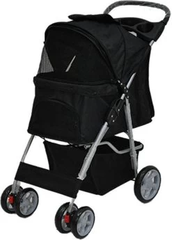 Hondenbuggy Zwart 4-wieler – Huisdieren Wandelwagen Inklapbaar – Dogs&Co