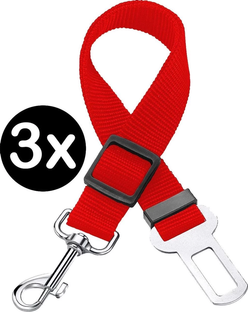 Hondenriem Autogordel Hondentuig Hondengordel Verstelbaar Rood – 3X 3 Hondenriem Autogordel Hondentuig Hondengordel Verstelbaar Rood – 3X