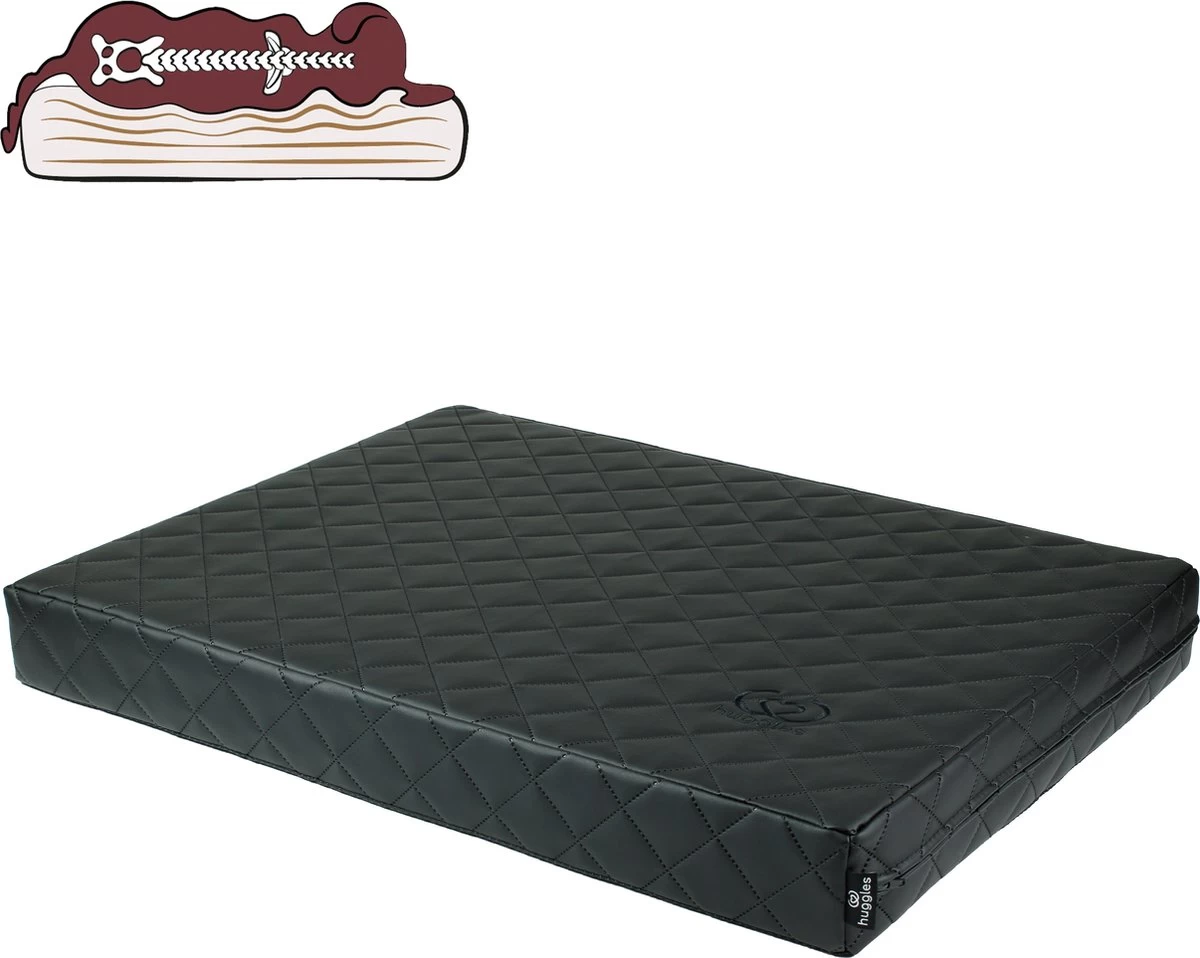 Huggles Orthopedisch Hondenbed Onyx Pitch Black – Hondenkussen – M – 80x60x9cm – Afneembare Hoes Uit Zwart Kunstleer Met Ritssluiting 3 Huggles Orthopedisch Hondenbed Onyx Pitch Black – Hondenkussen – M – 80x60x9cm – Afneembare Hoes Uit Zwart Kunstleer Met Ritssluiting