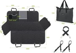 Pecute Hondendeken Voor Auto Achterbank Kofferbakdeken Voor Honden Hand Autodeken Met Veiligheidsgordel, Achterstoelhoezen Voor Honden Met Kijkvenster, Opbergtas (146×136 Cm)