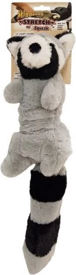 Skinneeez Stretch & Squeak – Hondenspeelgoed – Elastische Wasbeer Met Geluid – 45 Cm