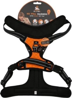 Spotted! PRO Harnas No-Pull – Hondentuigje Met QR-penning – Hondenharnas Anti Trek – Waterproof – Borstomvang 72-85 Cm – Maat L – Oranje