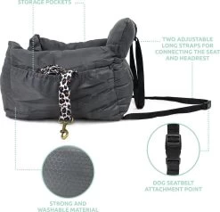 Studio Proud – Honden Autostoel – Autozitje – Automand – Zeer Luxe Hondenmand Voor In De Auto – Comfortabele Honden Autozitje – Antraciet – Zeer Makkelijk Schoon Te Maken – Veilig Auto Bench Voor Puppy En/of Hond