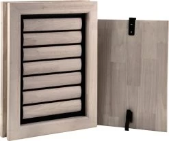 Tomsgates Bouncer Houten Hondenluik Voor Grote Honden | Grijs Afgewerkt | 40 X 28 Cm | Eenvoudige Installatie | Voor Deuren Tot 5.5 Cm Dik | Isolerend | Duurzaam